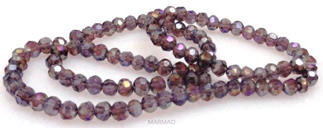 Kryształki fasetowane - kula 4mm - fioletowe efekt AB