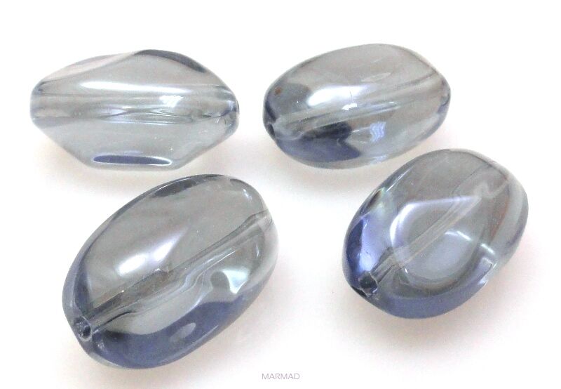 Orzech szklany księżycowy - 20x13mm - blue