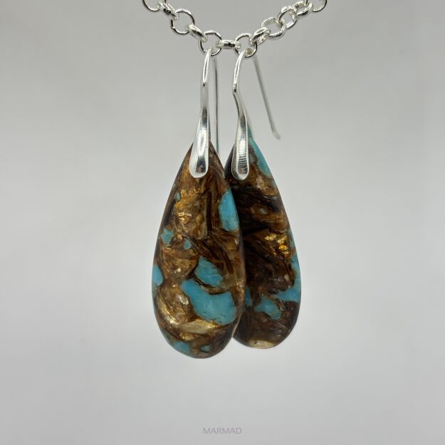 Kolczyki - jaspis cesarski turkusowy + srebro 925 / dł. 45mm