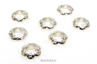 Czapeczki bali na korale - kwiatek 6mm - posrebrzane