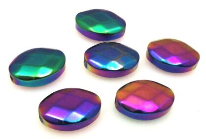 Hematyt fasetowany tęczowy - owal 14x10mm