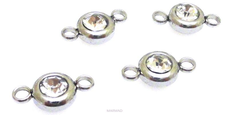 Łącznik z cyrkonią crystal 12x6mm Stainless Steel