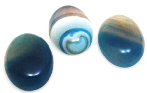 Kaboszony - agat niebieski 25x18mm - zestaw 3 sztuki