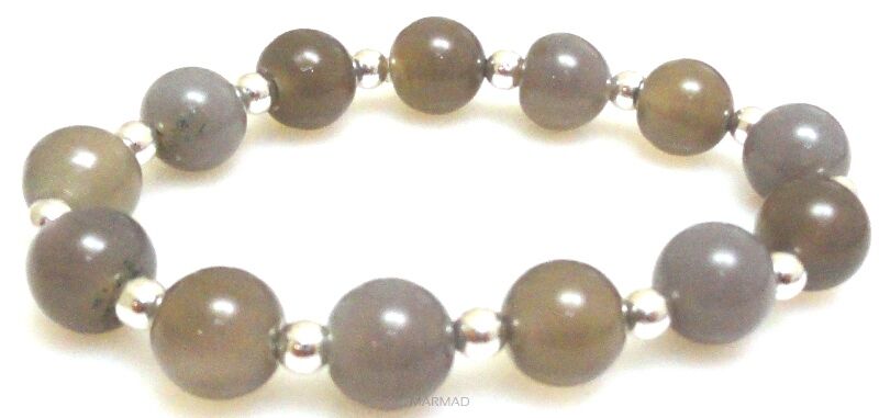 Bransoleta - agat i hematyt srebrny - 18cm