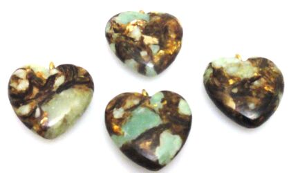 Jaspis cesarski z żywicą - zawieszka serce z ogniwkiem 21x20x6mm