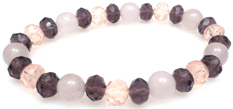 Bransoleta - jadeit i kryształki fasetowane - 18cm