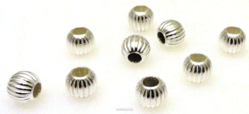 Kulka karbowana 4mm - srebro 925