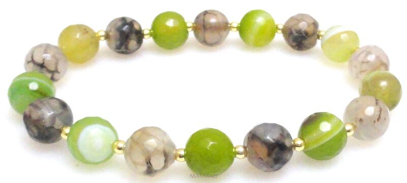 Bransoleta - agat fasetowany i hematyt złoty - 17,5cm