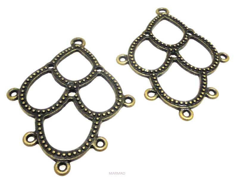 FILIGRAN Baza na wisior, kolczyki 44x34mm - antyczny brąz