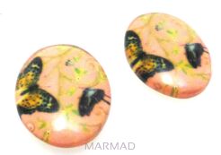 Kaboszon szklany - owal 18x13mm - motyl