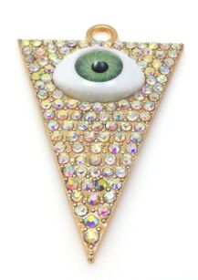 Zawieszka z cyrkoniami crystal AB - trójkąt z okiem 70x45mm