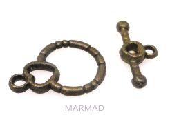 Zapięcie do korali - kółko z sercem 18x14mm - antyczny brąz
