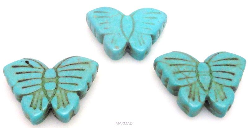 Howlit turkusowy - motyl 25x20mm