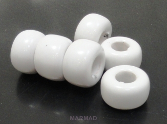 Nakładki na rzemienie i sznurki - 15x9mm - ceramika biała