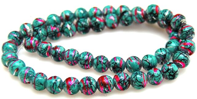 Szkło ozdobne - kula 8mm - turkusowe