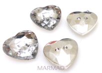 Guziki kryształowe fasetowane - serce 13x13mm - crystal