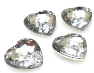 Guziki kryształowe fasetowane - serce 13x13mm - crystal