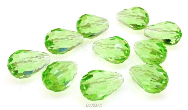 Kryształki fasetowane green - krople 11x7mm 