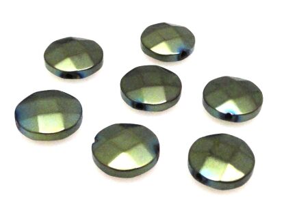 Hematyt fasetowany zielony - moneta 10mm