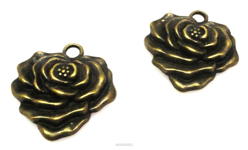 Zawieszka róża 24x22mm - antyczny brąz