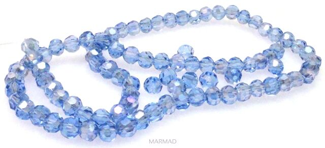 Kryształki fasetowane - kula 4mm - niebieskie AB