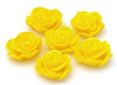 Kaboszon - różyczka 13x11mm - żółty słoneczny