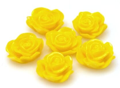 Kaboszon - różyczka 13x11mm - żółty słoneczny