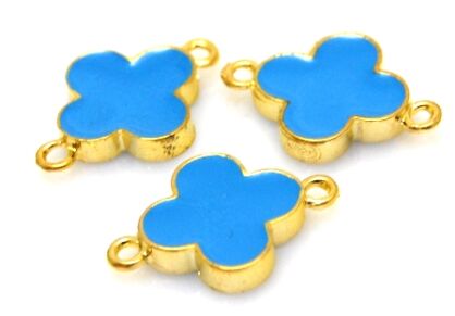 Ozdobny łącznik - koniczynka niebieska dwustronna