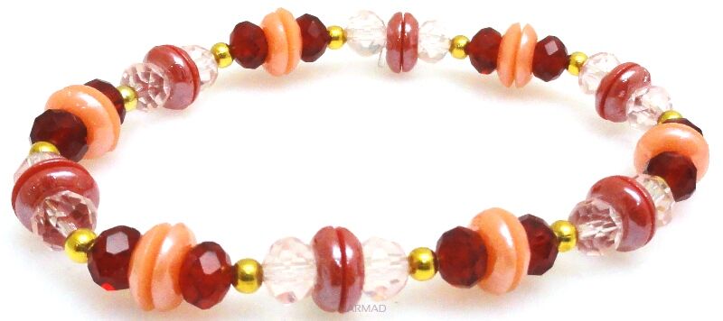 Bransoleta - kryształki fasetowane i perłowe - 18cm