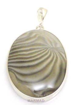 Krzemień pasiasty - zawieszka 56x31mm + srebro 925