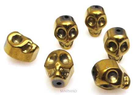 Hematyt - czaszka 10x8mm - złoty