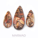 Jaspis cesarski z żywicą - na zawieszkę, wisior kropla 35x15x6mm- czerwono, pomarańczowo, brązowo złoty