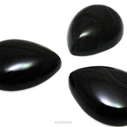 Kaboszon - agat czarny kropla 20x15mm