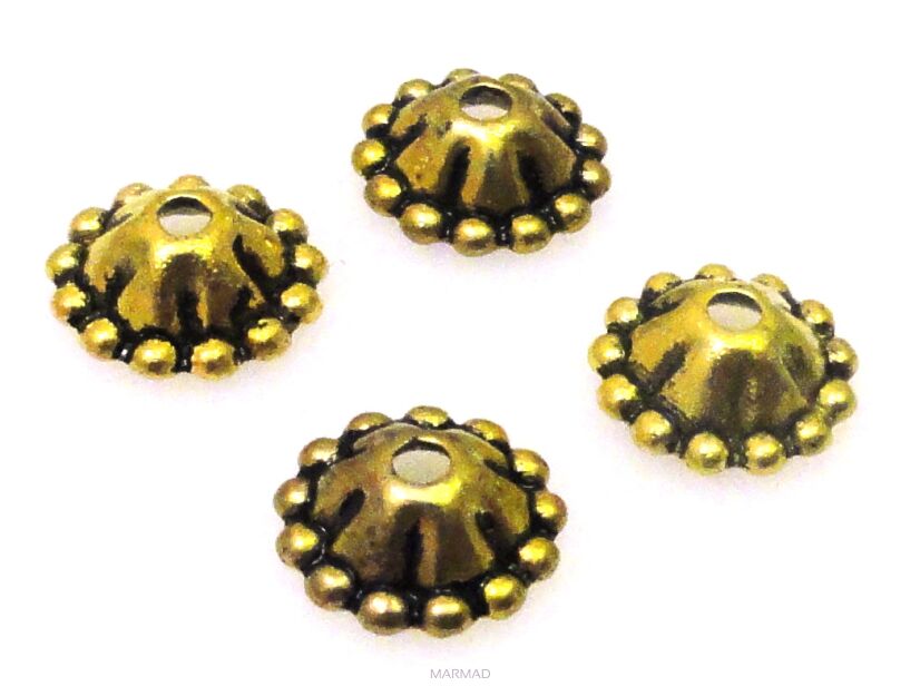 Czapeczki na korale kapturek 7mm - antyczne złoto