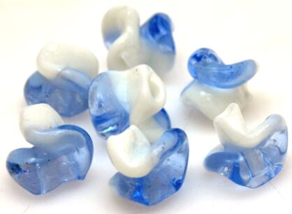 Szkło weneckie - świderki biało niebieskie 13x12mm