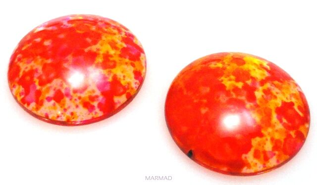 Kaboszon szklany - moneta 25mm - czerwony