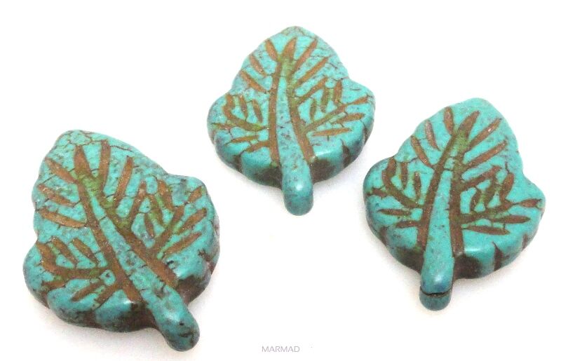 Howlit - liść 27x18mm - turkusowy