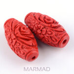 Cynober - beczułka grawer orientalny 17x9,5mm - czerwony - 4