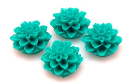 Kaboszon - kwiatek turkusowy 14mm