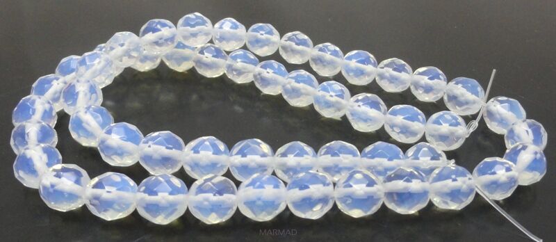 Opal, opalit biały fasetowany - kula 7mm