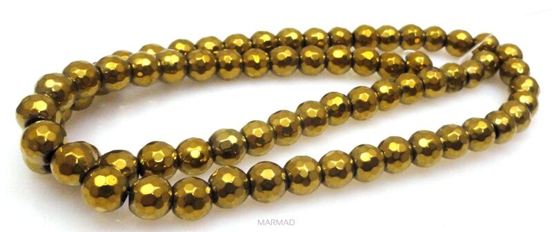 Hematyt fasetowany - kula 6mm - kolor antyczne złoto