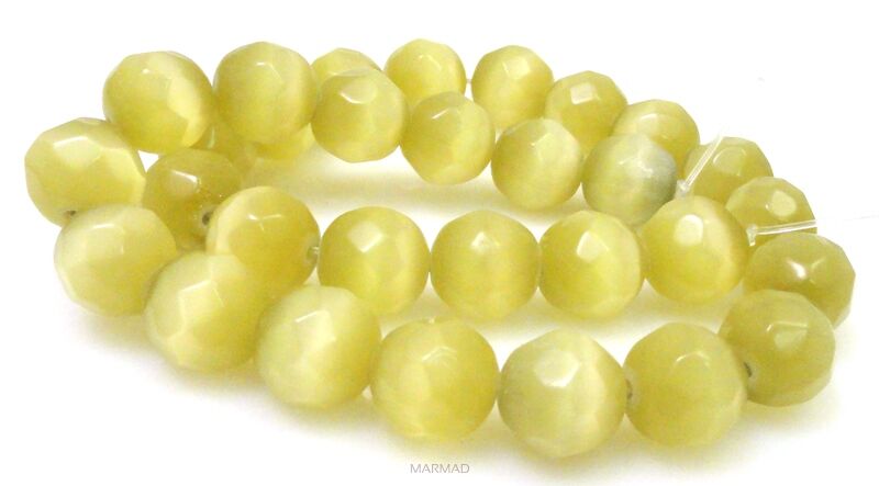 Uleksyt fasetowany - kula 12mm - jasna oliwka