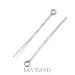 Szpilka z oczkiem 40mm - kolor srebrny - 2