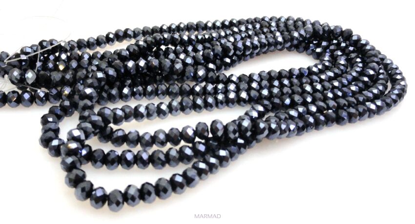 Kryształki fasetowane - oponki 4x3mm - grafitowe