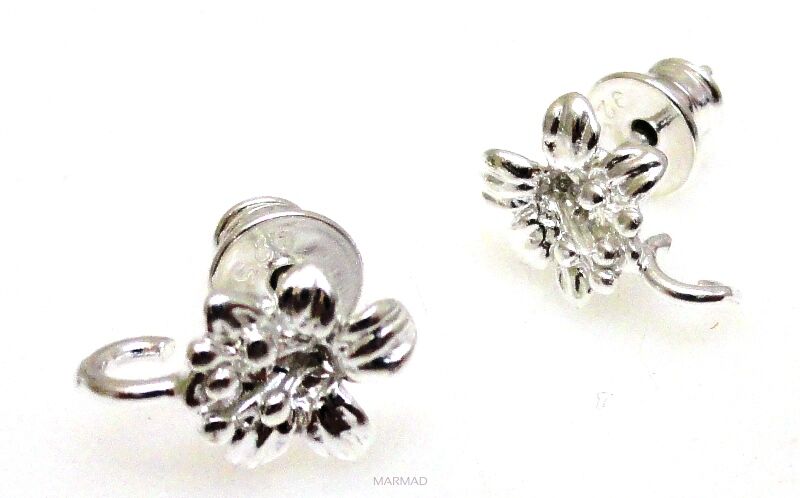 Bigle - sztyft z kwiatuszkiem w komplecie z tulejką - srebro 925 - 1 para