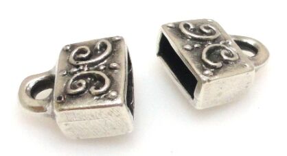 Końcówki do wklejania rzemieni, sznurków - srebrzone próba 999