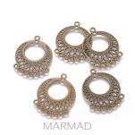 Łącznik, konektor, Baza filigranowa na wisior, kolczyki 37,5x29mm - antyczny brąz - 2