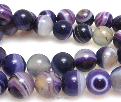 Agat fioletowy - kule 10mm - sznur 39cm