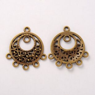 Łącznik, konektor, Baza filigranowa na wisior, kolczyki 35x31mm - antyczny brąz