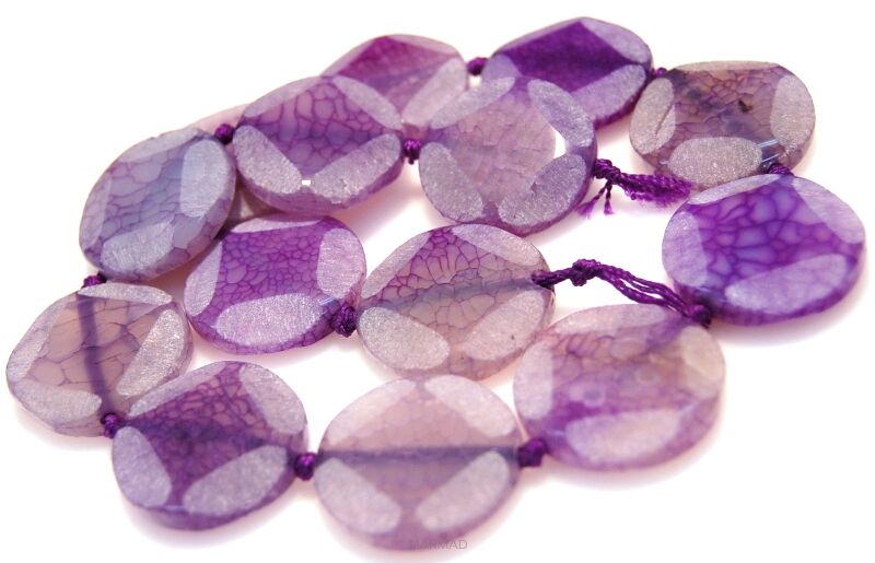 Agat fioletowy fasetowany - moneta 25mm